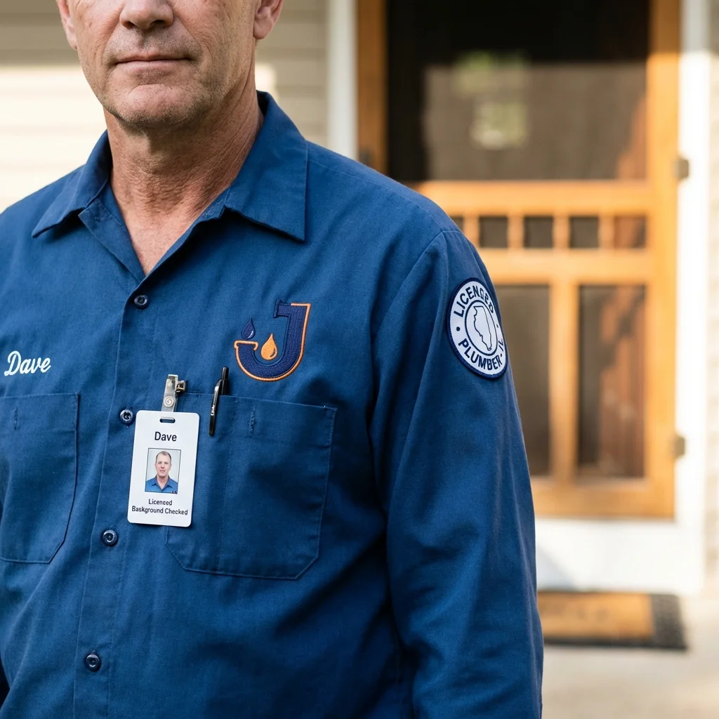 Licensed plumber showing ID badge in Prestonsburg, KY