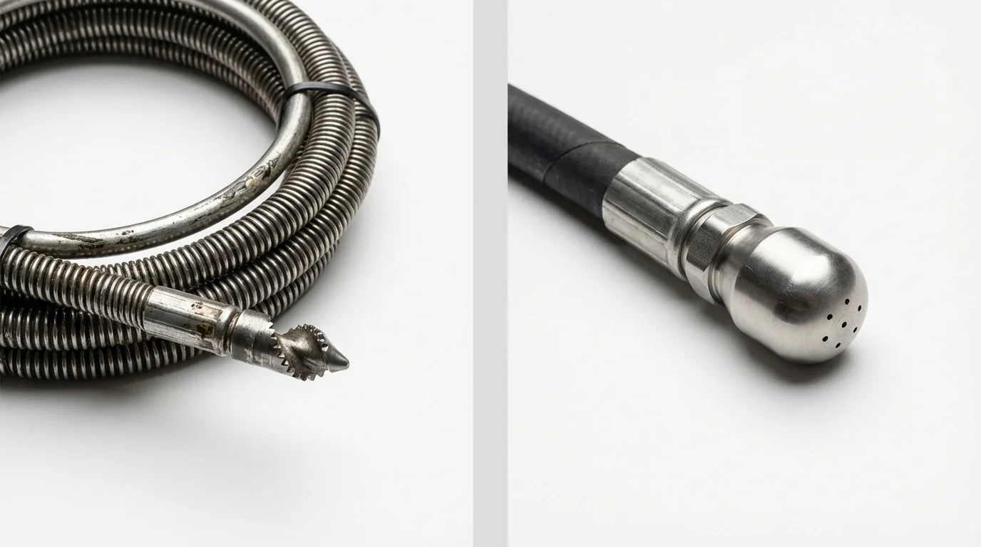 Drain snake cable and hydro jetting nozzle used for drain cleaning in Prestonsburg, KY