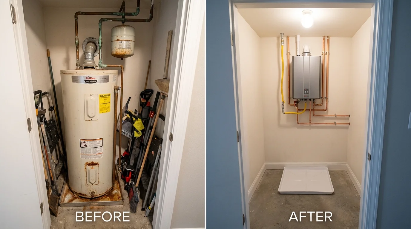 Tank water heater versus wall-mounted tankless unit comparison for Prestonsburg, KY homeowners